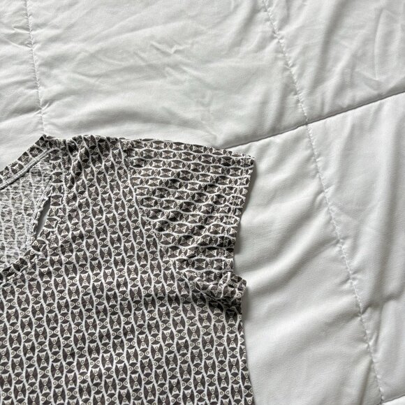 Womens Size XL Blouse Short Sleeve Scoop Neck Pockets Brown Office 90s Y2K - Picture 4 of 10